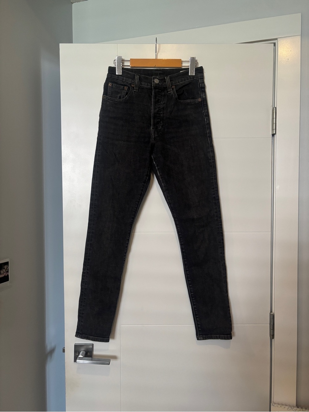 Levi's High-Rise Skinny Black Faded Button Zip Jeans